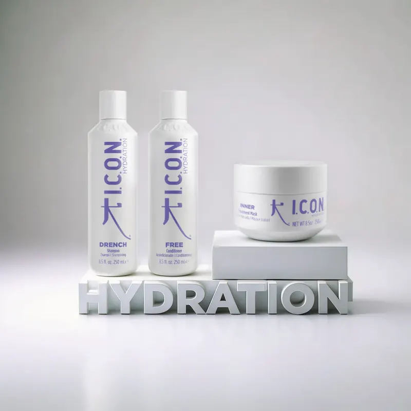 I.C.O.N. Hydration Regimedy: Drench shampoo, Free conditioner and Inner treatment mask